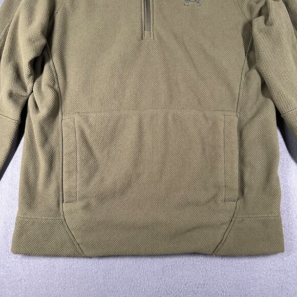 Under Armour Mens Medium Green Zephyr Fleece Long Sleeve Solid 1/4 Zip T-shirt - Picture 2 of 12
